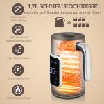 Frukostset Digital Svart Rostfritt Stål för Kök Vattenkokare och Brödrost med LED-touchskärm och Smarta Funktioner 1,7 Liter
