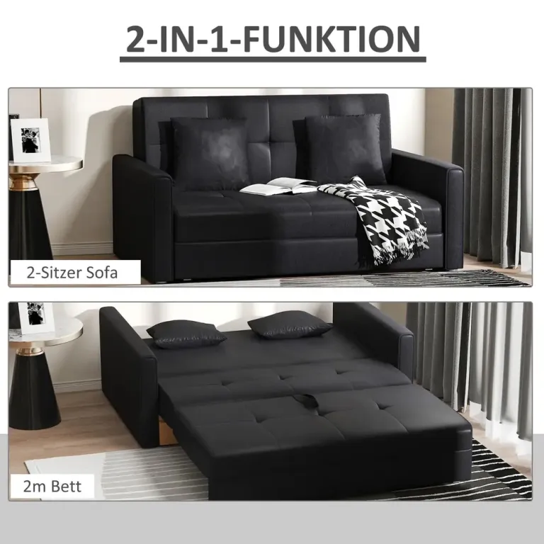 Bäddsoffa 2-Sits Soffa Kolgrå 152 x 101 x 81 cm