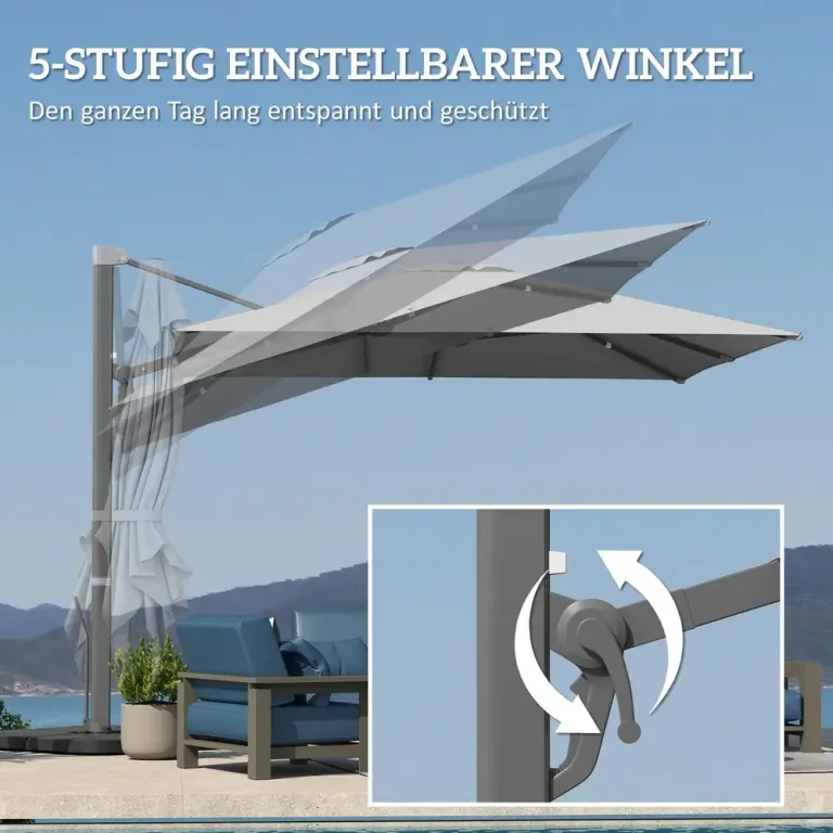 Parasoll Marknadsparaply Roterbart 360° Ljusgrå 3 x m