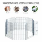 Utehus Valphage Rastgård Silver Metall för Hundar och Husdjur 8-Delad Lekhage Säker och Stabil 63 X 91 Cm
