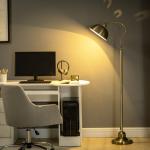 Vintage Golvlampa med Justerbar Vinkel, Mässingsfinish, Brons, 42 x 25,5 x 152 cm