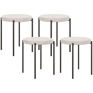 Matsalpallar Köksstolar Grå av Sammetslook och Metall för Kök och Matsal Set om 4 Stapelbara Pallar med Vadderad Sits