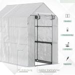 Växthus Stabil Grön Stål för Trädgård och Odling med Fyra Hyllplan och Dörr i PE-Plast Robust Konstruktion för Plantor 120 x 186 x 190 cm