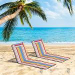 Strandmatta Strandstolar Set med 2 Flerfärgad av Stål och Tyg för Strand och Pool Hopfällbar Madrass med Kuddar 134 x 48 x 43 cm