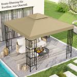Paviljontak Prisvärd Beige för Paviljong som Vattentätt Reservtak med Dubbeltak och Dräneringshål för Trädgård 3 x 3 m