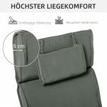 Solstolskudde Trädgårdsstol med Avtagbart Kuddfodral Polyester och Bomullsfiber Grå 198 X 53 X 5 Cm