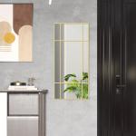 Väggspegel Dekorativ Spegel med Metallram Guld av Glas och Metall för Sovrum och Badrum Rektangulär Spegel 110 x 50 cm