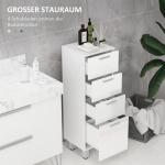 Badrumsskåp med 4 Lådor och Slät Yta för Förvaring i Badrum och Sovrum Hållbar och Stabil Vit Spånskiva för Hemmet Modern Design