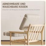 Fåtölj Relaxstol Beige av Linnelook och Trä för Vardagsrum Vadderad Stol med Avtagbara Kuddar 52,5 x 69 x 77 cm