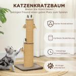 Skrapstolpe Klösmöbel Brun av Jute och Plysch för Katter 2-i-1 Liten Klösmöbel med Fjäder 78 cm