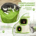 Skraptunna Klösmöbel Grön Krämvit av Sisal för Katter upp till 5 kg med 2 Grottor och Lekboll 52 cm