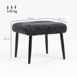 Fotpall Chenille Mjuk Mörkgrå Tyg och Stål för Vardagsrum och Sovrum Sittpuff med Vadderad Sits och Metallben Modern och Bekväm 45x41x38 cm