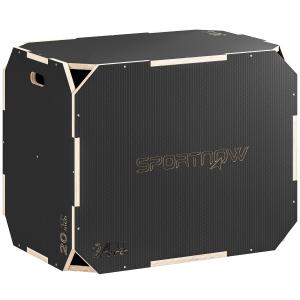 Plyobox 3 i 1 Träningslåda Svart Trä för Crossfit och Hemmaträning Sprungbox med Handtag och 3 Höjder för Hoppträning Robust Konstruktion