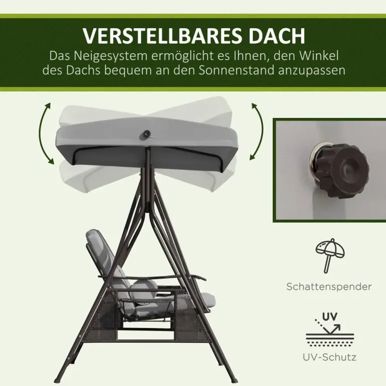 2-Sitsig Hammock med Soltak 162 x 118 x 173 cm