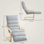 Birchwood Lounge Chair, Stoppad Fåtölj med Justerbart Fotstöd, Modern Design, Ljusgrå