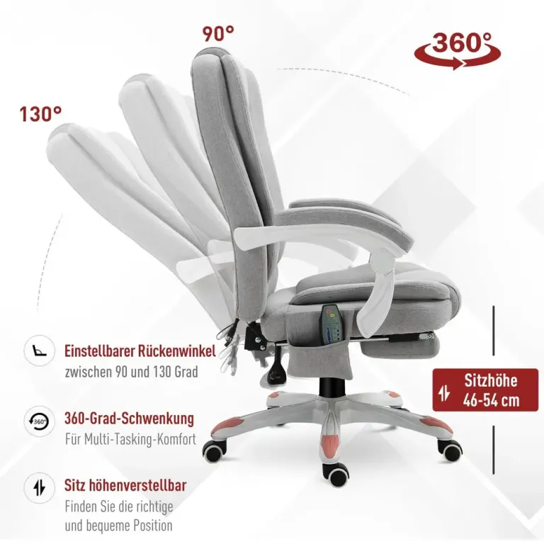 Massagestol Kontorsstol Gamingstol 66 x 63 x 107–115 cm