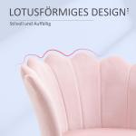 Fåtölj Loungestol Lotusformad Design Rosa av Sammetslook och Metall för Vardagsrum och Sovrum Stoppad Stol