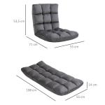 Golvstol Golvfåtölj Grå av Metall och Skum för Avkoppling 3-i-1 Fällbart Ryggstöd med 13 Lägen Sittdyna Bekväm 55 x 71 x 53,5 cm