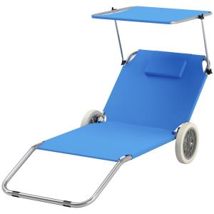Solstol Trädgårdsstolar Set med 2 Blå av Tyg och Metall för Strand och Altan Hopfällbara Väderbeständiga Stolar 120 kg