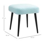 Fotpall Fotstöd Ljusblå av Kashmirlook och Stål för Vardagsrum Fyrkantig Pall Elegant Design