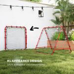 Fotbollsmål Rebounder Röd av Stål för Fotbollsträning Dubbelsidig Kickback Vägg Justerbar 100 x 95 x 90 cm