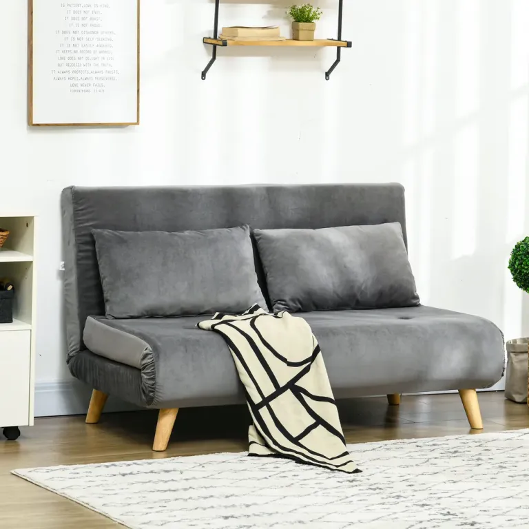 Bäddsoffa 2-Sits Soffa Grå av Tyg 130 x 78 x 79 cm