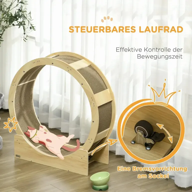 Katthjul Träningshjul Natur av Ek och Sisal 91 cm