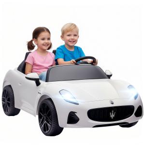 Maserati Elbil för Barn 2-sits med 12V Batteridrift och Fjärrkontroll samt LED och Musik Hållbar och Säker Vit Plast för Lek och Motion