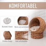 Kattkorg Vattenhyacint med Dyna Flätad Kattbädd Naturligt Material Bekväm Sovplats Ljusbrun 42 X 33 X 52 Cm