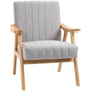 Öronlappsfåtölj i Ljusgrått Tyg, Bekväm Relaxstol med Armstöd, Elegant Loungestol i Skandinavisk Design, Ljusgrå, 64 x 70 x 72 cm