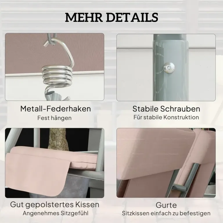 Hammock för Trädgård 2-Sits med Soltak 175 cm, Beige