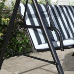 Hammock Trädgårdsgunga 3-Sits Grå Vit av Tyg och Metall för Trädgård och Terrass Gunga med Sittdyna 240 kg 172 x 110 x 153 cm