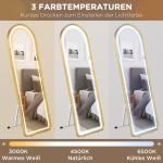 Helfigursspegel Väggspegel Guld av Glas och Aluminium för Garderob Dimbart LED Ljus med Touchknapp 47 x 146 cm