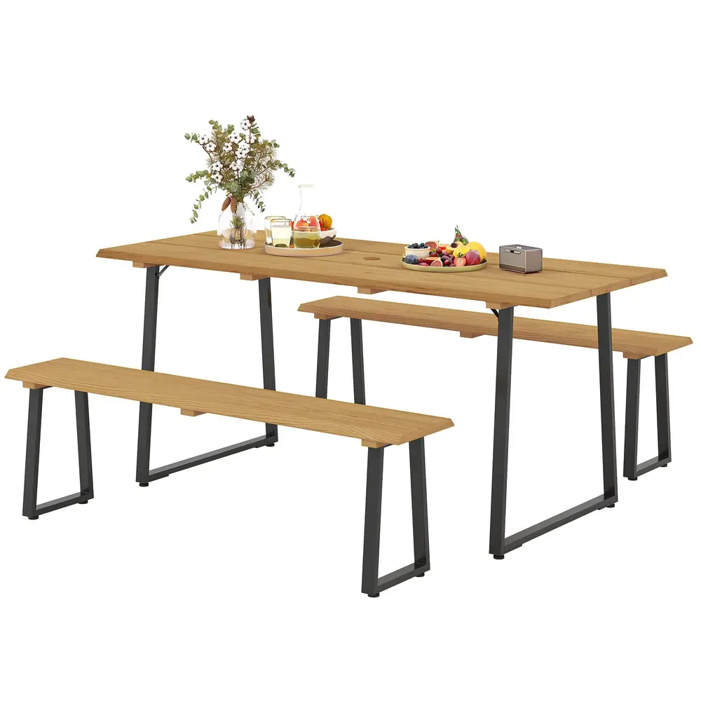 3-delat Matsalsset i Trä för 6 Personer 178x76x77 cm