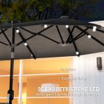 Dubbelparasoll med Solcellspanel och 35 LED-Lampor för Terrass Hållbar och Stabil Grå Polyester och Stål 2,92 x 1,50 x 2,18 m