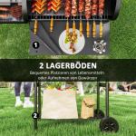 Kolgrill BBQ Rökare med Lock Svart av Stål för Trädgård och Camping Mobil Grillvagn med Termometer 109 x 60 x 120 cm