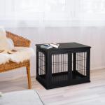 Hundhus med Bordsyta Liten Djurbur Inomhusbruk MDF och Metall Svart 81 X 58,5 X 66 Cm