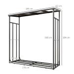Vedställ Vedhylla Svart av Metall för Utomhus och Inomhus med Vattentätt Lock Lastkapacitet 2000 kg 185 x 62 x 184 cm