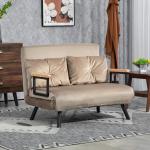 Bäddsoffa 2-Sits Soffa Ljusbrun av Sammetslook och Trä för Vardagsrum Sovfunktion med Justerbart Ryggstöd 102 x 73 x 81 cm