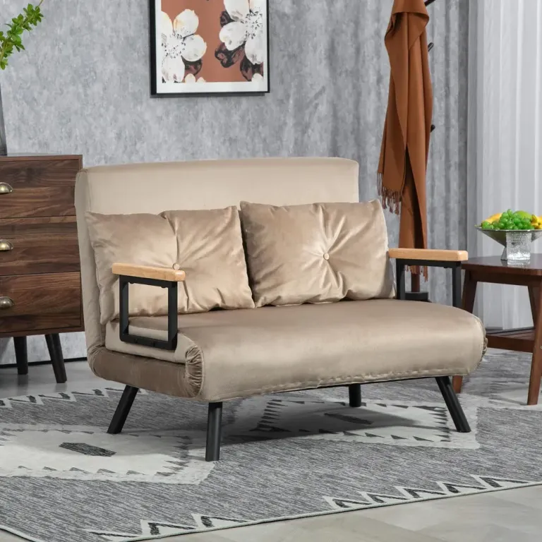Bäddsoffa 2-Sits Soffa Ljusbrun 102 x 73 x 81 cm