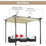 Pergola Lusthus 3 X 3 M Vattentät med Skjuttak och UV-Skydd Aluminium för Trädgård och Terrass Beige