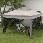 Hopfällbart Paviljong Trädgårdstält Ljusgrå av Tyg och Metall för Trädgårdsfester Pop-Up Tält med Sidoväggar 3,25 x 3,25 x 2,65 m
