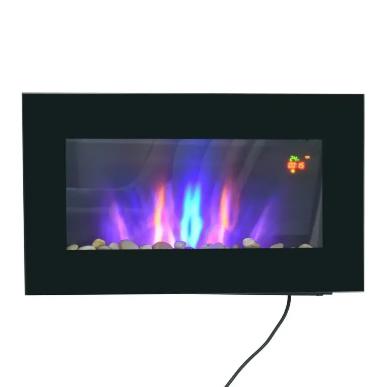 Elektrisk Väggkamin med LED-Flamma 2000 w, Svart