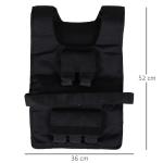 Viktväst 20 Kg Justerbar Träningsväst för Styrketräning och Fitness Oxford Svart 36 X 52 Cm