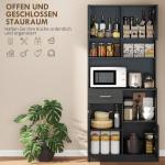 Köksskåp Högt Svart MDF och Spånskiva för Kök och Matsal Bufféskåp med Soft Close-dörrar och Låda 80x35x180 cm