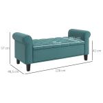 Klädd Bänk Sängbänk Grön av Tyg med Sammetslook och Trä för Sovrum och Hall med Förvaringsutrymme Lastkapacitet upp till 120 kg 126 x 48,5 x 47 cm