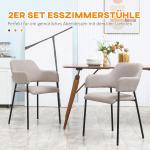 Matsalsstolar Köksstolar Beige av Tyg och Stål för Vardagsrum och Kök Set om 2 Stoppade Stolar med Ryggstöd 54 x 54 x 84 cm