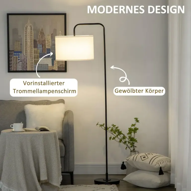 Golvlampa Svart av Metall Lampa 64 x 38 x 163,5 cm, Vit