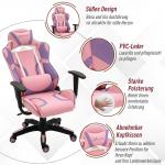 Gaming Chair Ergonomisk Kontorsstol Snurrstol Justerbar Massage Svankkudde Höjdjusterbar Rosa och Lila 69 X 56 X 125,5 Cm