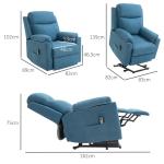 Elektrisk TV-Stol med Uppresningshjälp, Bekväm Relaxfåtölj i Linnetyg, Justerbar Liggfunktion för Seniorer, Blå, 83 x 89 x 102 cm